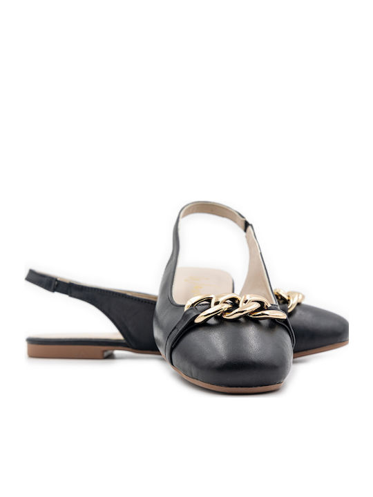 Leather Slingback Ballerinas Black