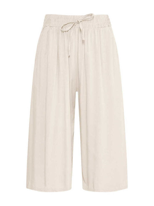 Damen Culotte mit Gummizug in Lockerer Passform Beige