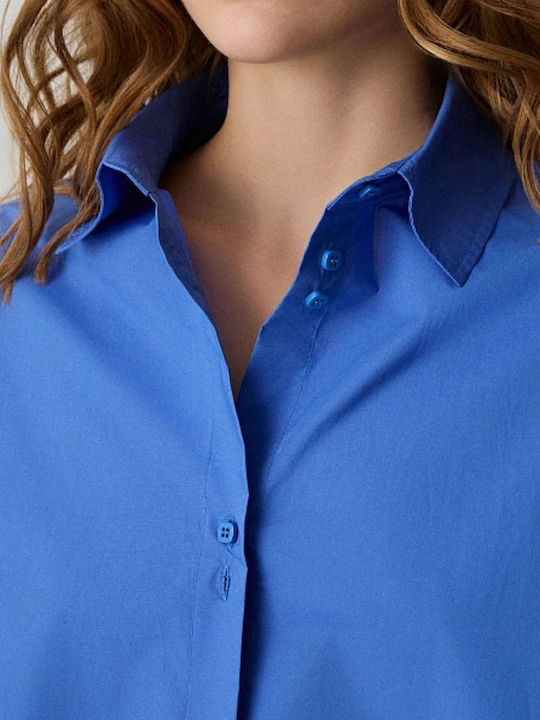 Women's Long Sleeve Shirt Blue Azure