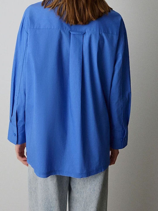 Women's Long Sleeve Shirt Blue Azure
