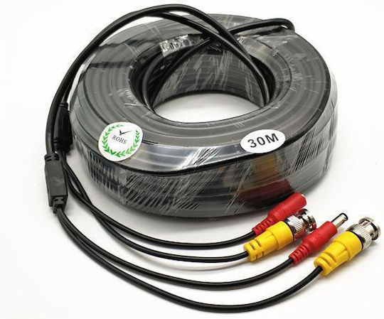 30 Meter Video Power Cable Ln-ec04-30m; Dc Bnc Connectors; Video Power 26 Awg