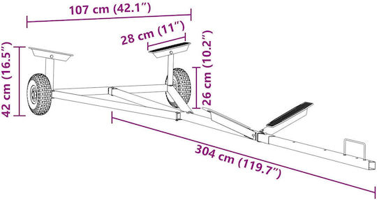 Vidaxl Τρέιλερ Σκαφών 212-302 Εκ Ρυθμιζόμενο Μήκος 160 Κιλά Ατσάλι