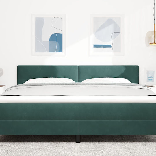 vidaXL Fabric Bed Headboard Dark Green 90x40cm
