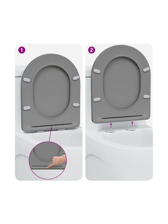 vidaXL Plastic Soft Close Toilet Seat Gray 36cm 42002367