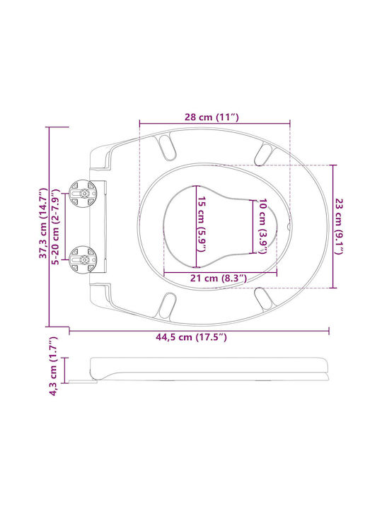 vidaXL Plastic Toilet Seat White 37.3cm 42002353