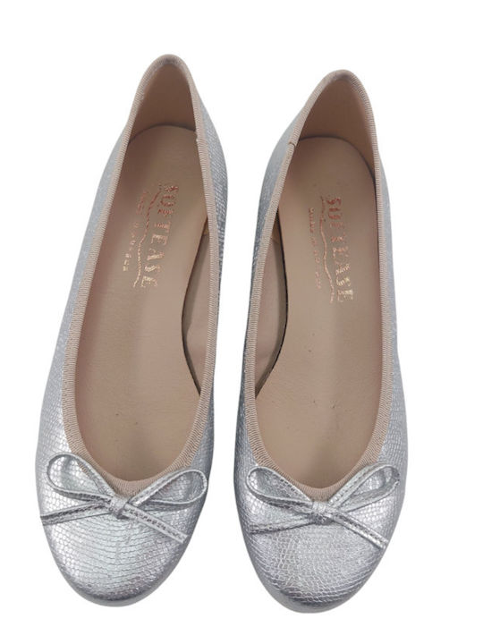 Synthetic Leather Ballerinas Silver