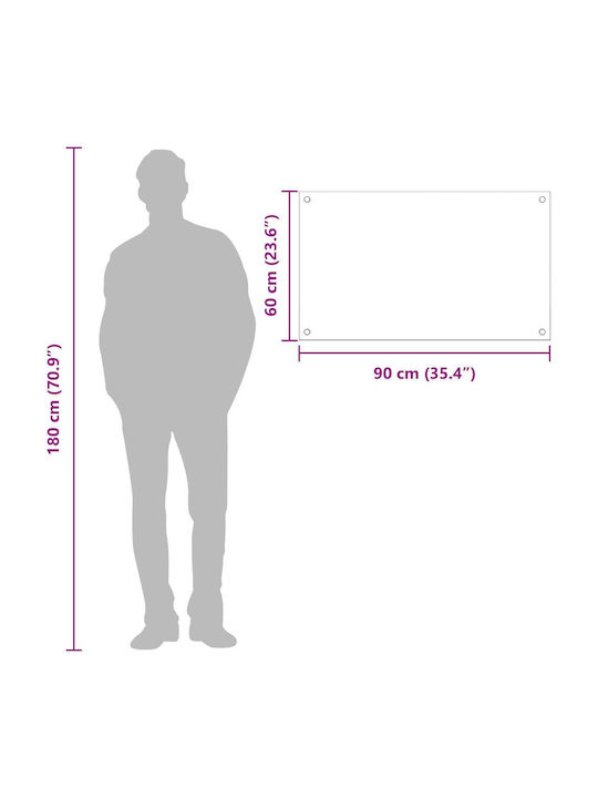 vidaXL Rectangular Glass Back Dark Gray 90x60x0.6cm 42001246