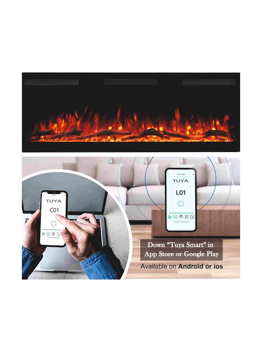 Hitense Wall Mounted Electric Fireplace 1600W 152.4x12.7cm Gray