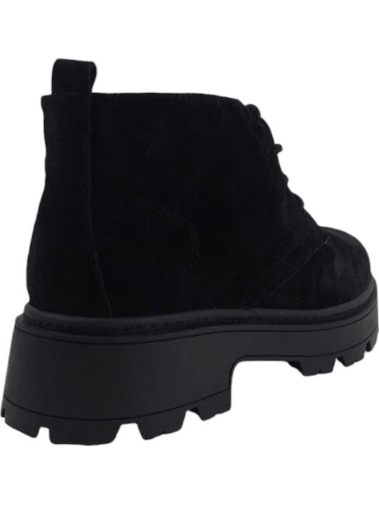 Wildleder Stiefeletten Damen Schwarz