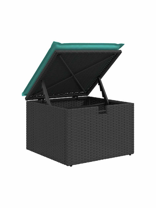 Băncuțe De Grădină Cub Pentru Exterior Rattan Cu Pernă Neagră 2 Bucăți 55x55x37cm