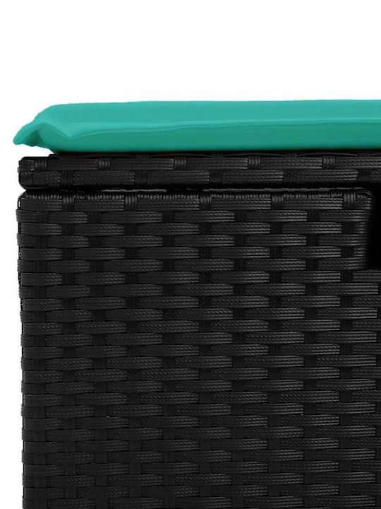 Băncuțe De Grădină Cub Pentru Exterior Rattan Cu Pernă Neagră 2 Bucăți 55x55x37cm