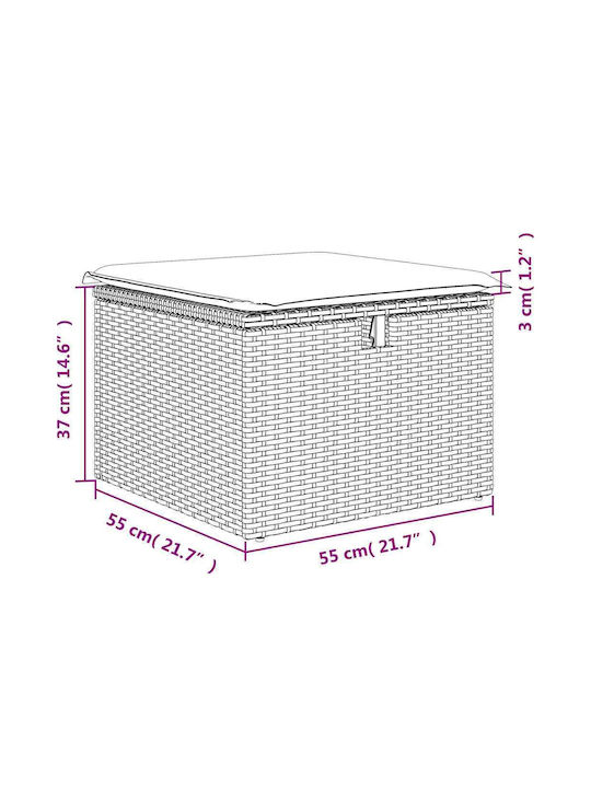 Băncuțe De Grădină Cub Pentru Exterior Rattan Cu Pernă Neagră 2 Bucăți 55x55x37cm