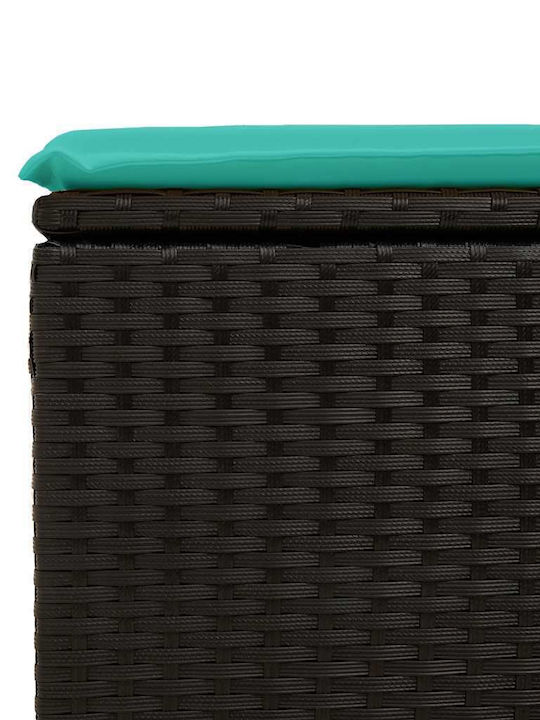 Garden Stool Cube Outdoor Rattan with Cushion Black 2 Pieces 55x55x37cm