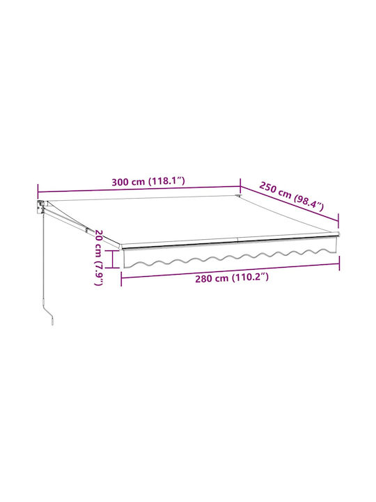 vidaXL Τέντα Βεράντας με Led Γκρι 3x2.5m
