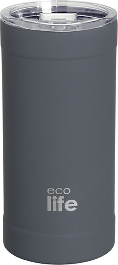 Ecolife Glass Thermos Stainless Steel BPA Free 500ml Stone Grey with Straw