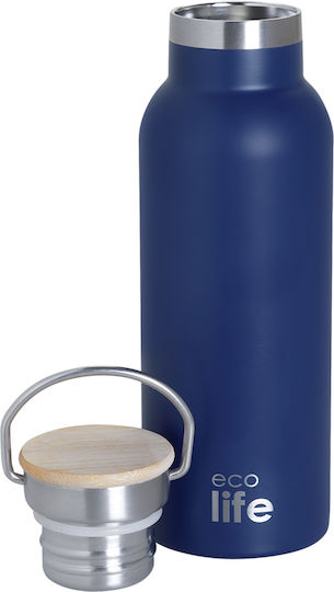 Ecolife Recycelbar Flasche Thermosflasche Rostfreier Stahl / Kunststoff BPA Frei 500ml INDIGO BLUE