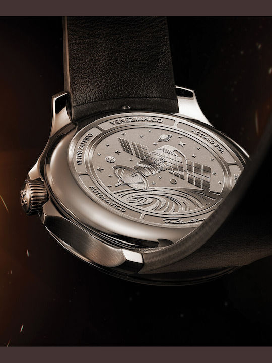Venezianico Men's Watch Automatic with Black Leather Strap