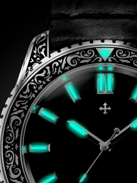 Venezianico Men's Watch Automatic with Black Leather Strap