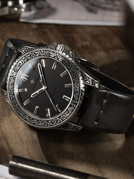 Venezianico Men's Watch Automatic with Black Leather Strap