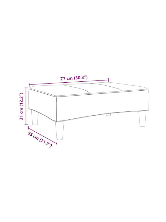 Velvet Upholstered Footstool Light Gray 77x55x31cm