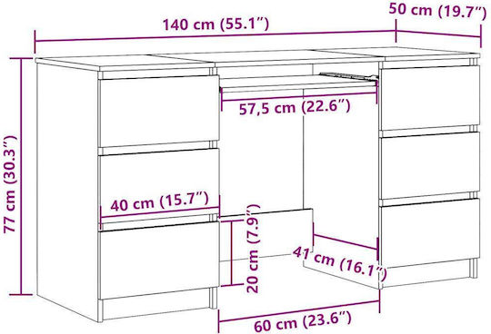 Schreibtisch Holz Coffee 140x50x77cm