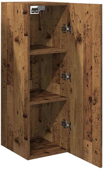 Living Room Display Cabinet made of Particle Board with Lighting Old Wood 30.5x30x90cm