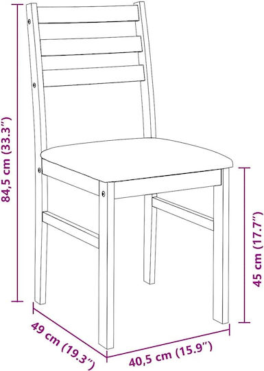 Dining Room Wooden Chair Coffee 40.5x49x84.5cm 2pcs