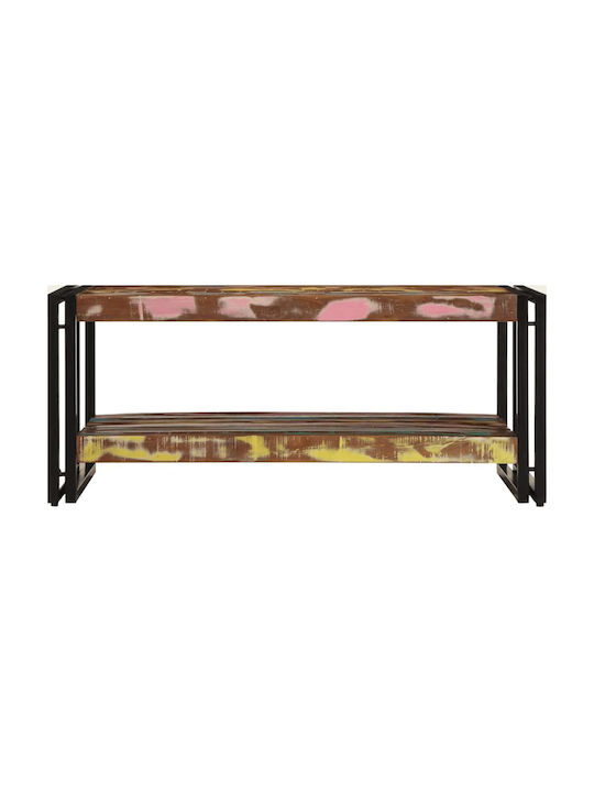 Rectangular Central Coffee Table Made of Solid Wood Multicolour M90xW50xH38cm