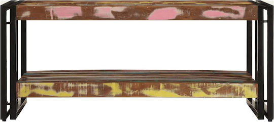 Rectangular Central Coffee Table Made of Solid Wood Multicolour M90xW50xH38cm