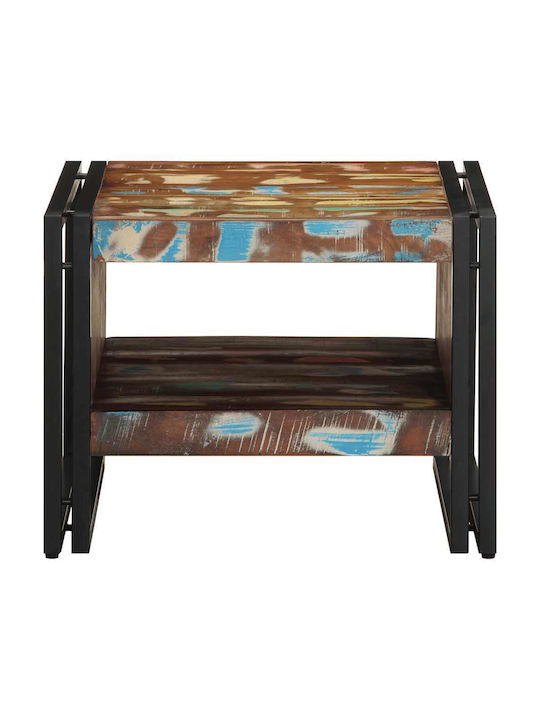 Square Side Table Made of Solid Wood Multicolour M50xL50xH38cm