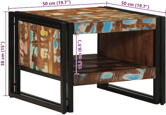 Quadratischer Beistelltisch aus Massivholz Mehrfarbig M50xL50xH38cm