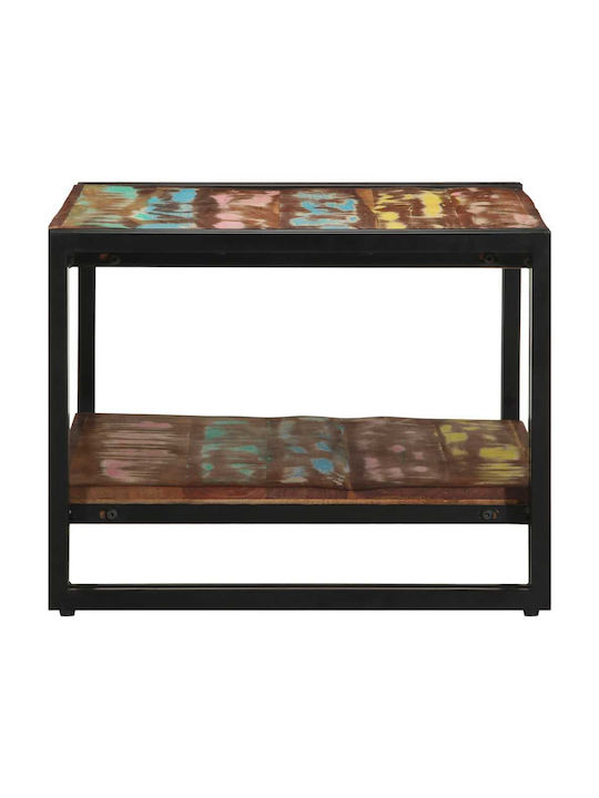 Rectangular Side Coffee Table Made of Solid Wood Multicolour W70xL50xH38cm