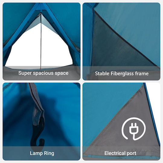 vidaXL Καλοκαιρινή Σκηνή Camping Μπλε για 5 Άτομα 315x286x185εκ.