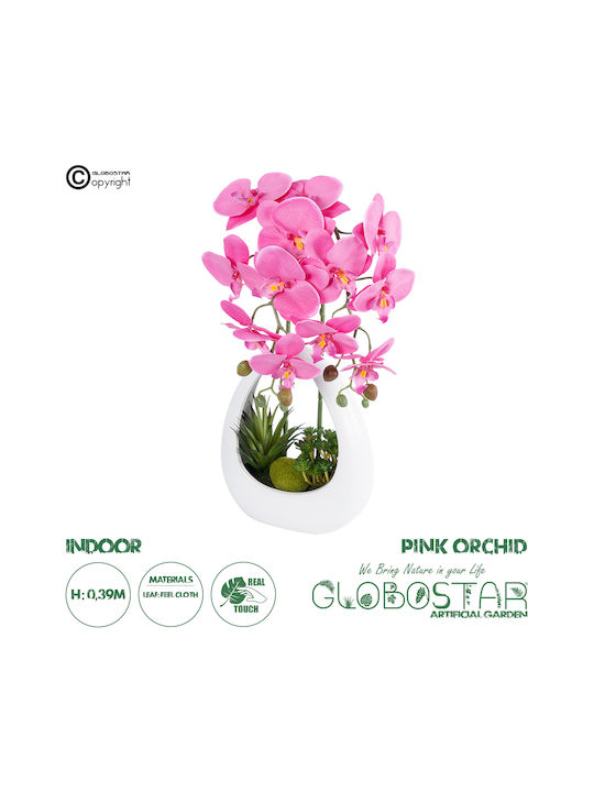Globostar künstlicher Gartenrosa-Orchidee 21127 Dekorative Pflanze Intensive Rosa Orchidee H39cm