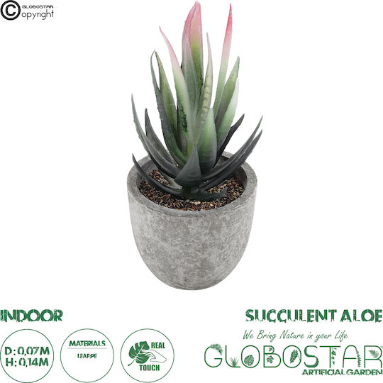Globostar Artificial Garden Succulent Aloe 21008 Decorative Plant Succulent Aloe H14cm