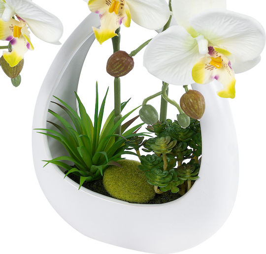 Globostar Artificial Garden White Orchid 21128 Decorative Plant White Orchid H39cm
