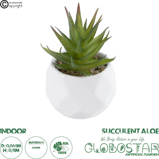 Globostar Artificial Garden Succulent Aloe 20982 Decorative Plant Succulent Aloe H11cm