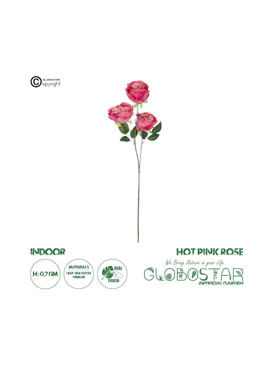 Floare Artificială Decorativă Trandafir Pink 80cm GloboStar