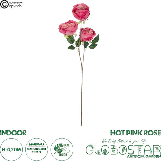Decorative Artificial Flower Rose Pink 80cm GloboStar