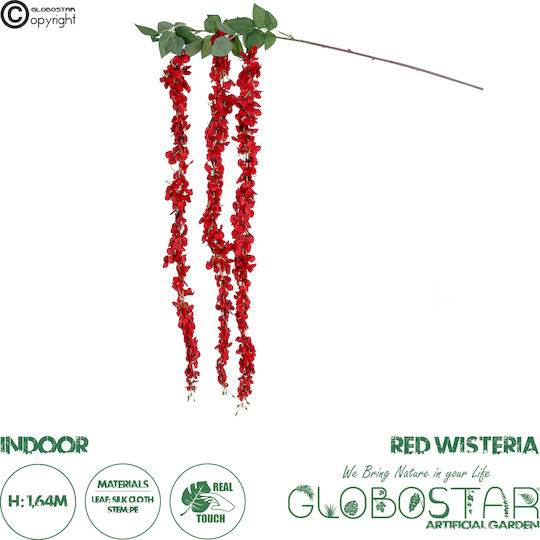 Artificial Decorative Red Wisteria Flower Branch 21519 - Φ45 X H120cm