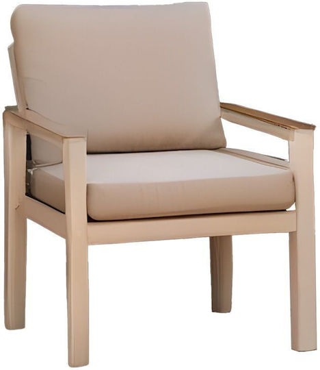 Pakketo Garten- und Outdoor-Möbelsets Typsatz Wohnbereich 4 Stücke Beige-Weiß mit Kissen