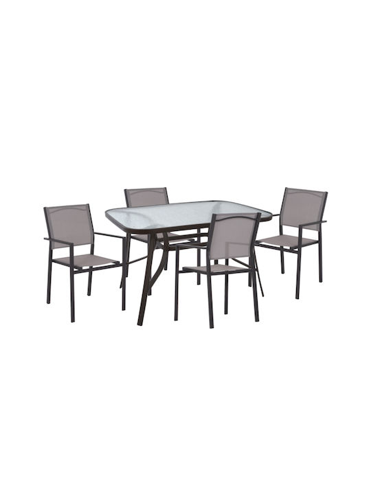 Outdoor Dining Set Textline 5 Pieces Gray