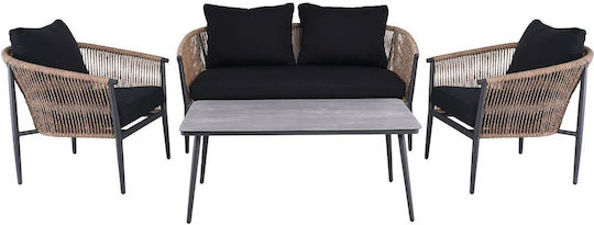 Outdoor Living Room Set Gasba 4 Pieces Anthracite with Pillows E6874,1
