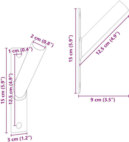 Vidaxl Κρατητής Πόλου Σημαίας Μαύρο 15 X 3 Εκ Ατσάλι
