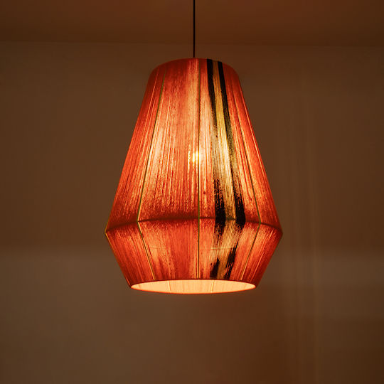 GloboStar Habana Hängelampe Orange Boho Raster mit Fassung E27 50x52x60cm.