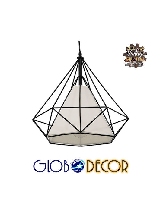 GloboStar Kairi Hängelampe Schwarz Raster mit Fassung E27 38x39cm.