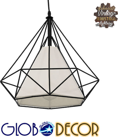 GloboStar Kairi Hängelampe Schwarz Raster mit Fassung E27 38x39cm.