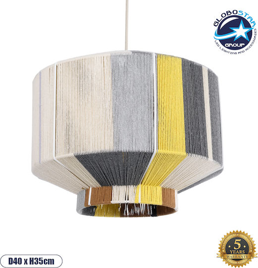 GloboStar Salerno Pendant Light Yellow Boho Grid with Socket E27 42x42x35cm