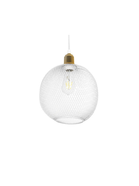 GloboStar Wire Pendant Light White Grid with Socket E27 29x29x90cm