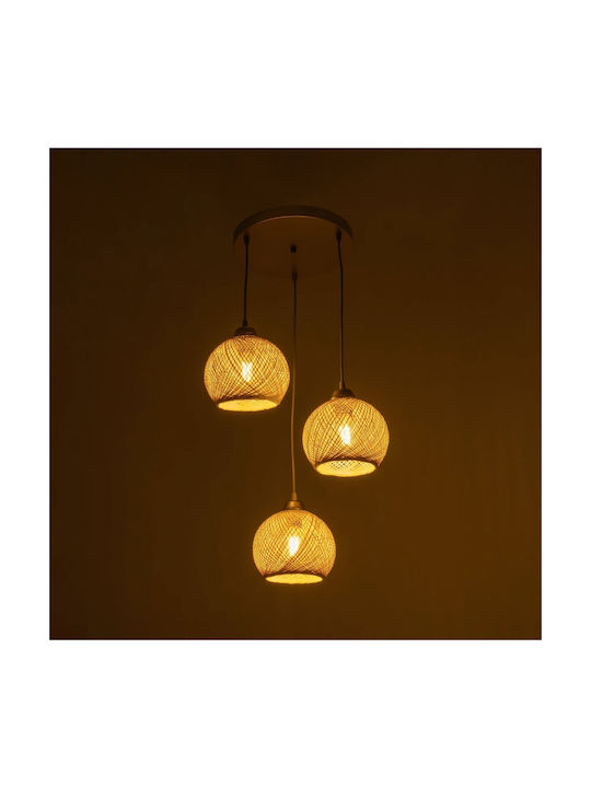 GloboStar Yasam Pendant Light Beige Boho with Rope for Socket E27 35x35x80cm